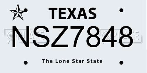 NSZ7848 Texas License Plate