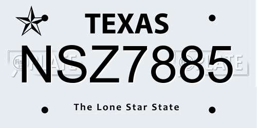 NSZ7885 Texas License Plate