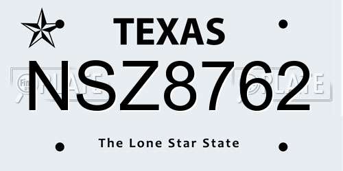 NSZ8762 Texas License Plate