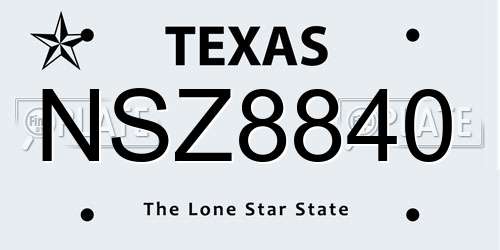 NSZ8840 Texas License Plate