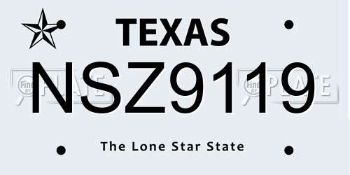 NSZ9119 Texas License Plate