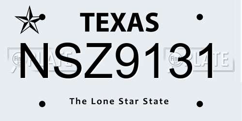 NSZ9131 Texas License Plate