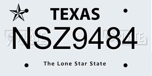 NSZ9484 Texas License Plate