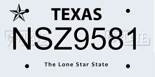 NSZ9581 Texas License Plate