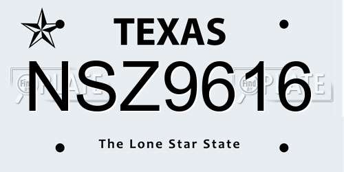 NSZ9616 Texas License Plate