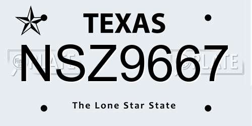 NSZ9667 Texas License Plate
