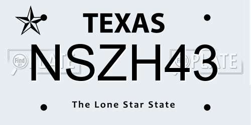 NSZH43 Texas License Plate