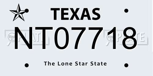 NT07718 Texas License Plate