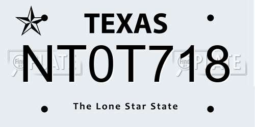NT0T718 Texas License Plate