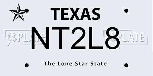 NT2L8 Texas License Plate