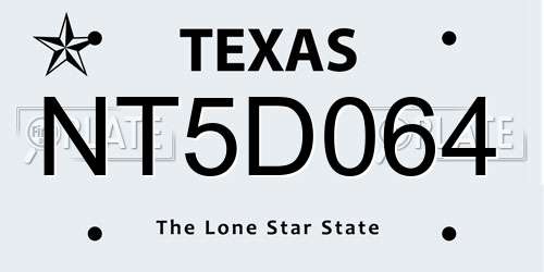 NT5D064 Texas License Plate