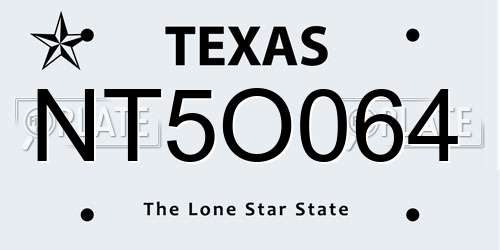 NT5O064 Texas License Plate