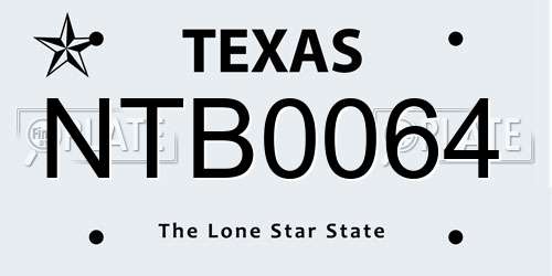 NTB0064 Texas License Plate