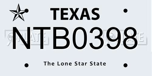 NTB0398 Texas License Plate