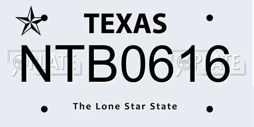 NTB0616 Texas License Plate