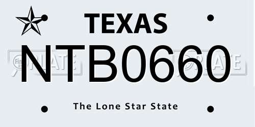 NTB0660 Texas License Plate