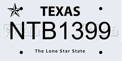 NTB1399 Texas License Plate