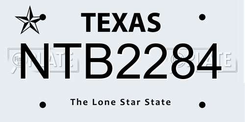 NTB2284 Texas License Plate