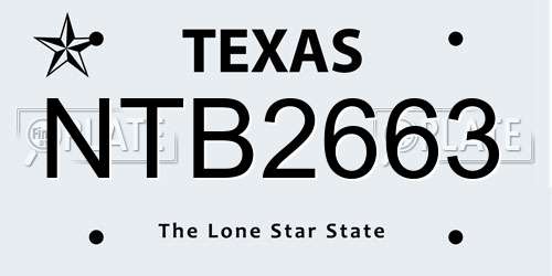 NTB2663 Texas License Plate