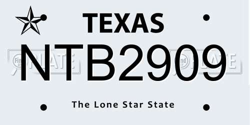 NTB2909 Texas License Plate