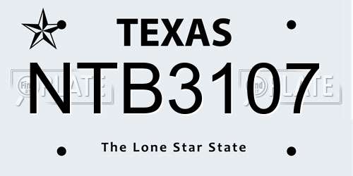 NTB3107 Texas License Plate