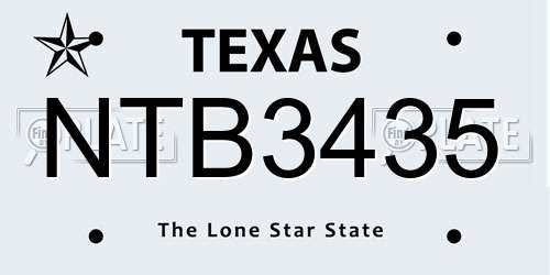 NTB3435 Texas License Plate
