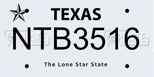 NTB3516 Texas License Plate