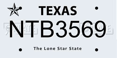 NTB3569 Texas License Plate