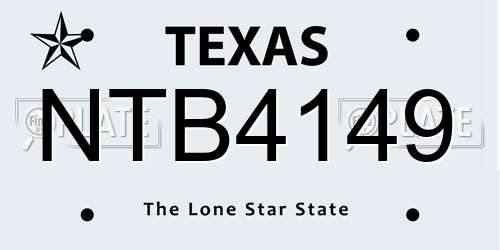 NTB4149 Texas License Plate