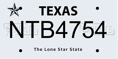 NTB4754 Texas License Plate