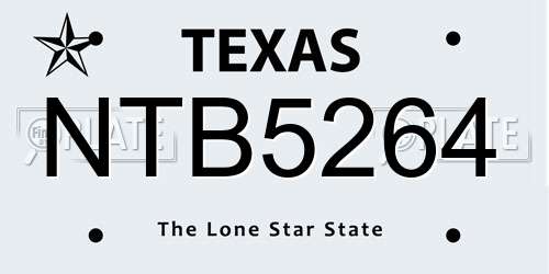 NTB5264 Texas License Plate