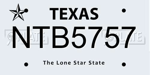 NTB5757 Texas License Plate