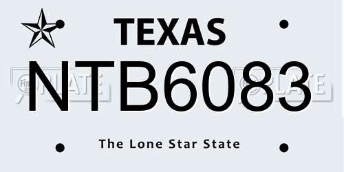 NTB6083 Texas License Plate