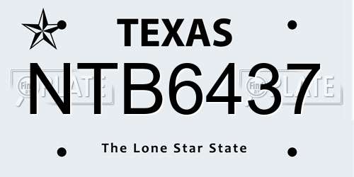 NTB6437 Texas License Plate