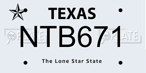 NTB671 Texas License Plate