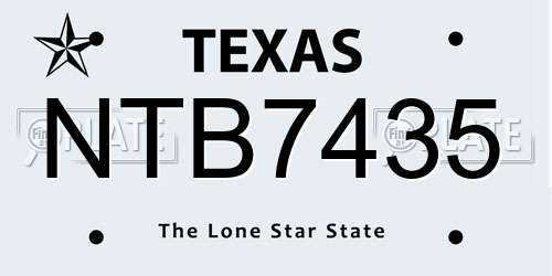 NTB7435 Texas License Plate