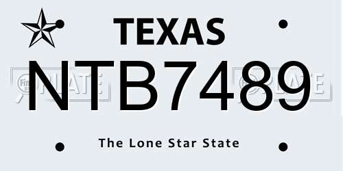 NTB7489 Texas License Plate