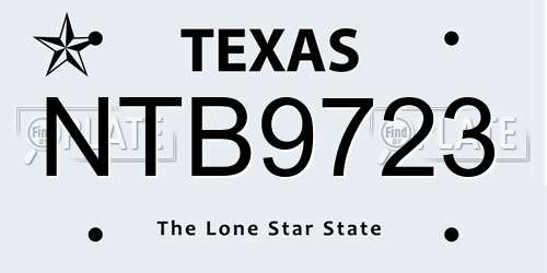 NTB9723 Texas License Plate