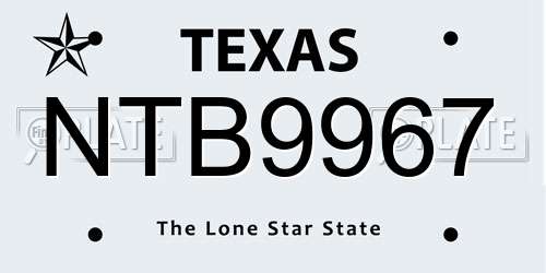 NTB9967 Texas License Plate