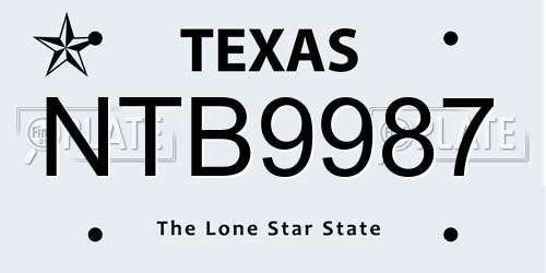 NTB9987 Texas License Plate