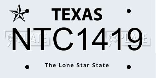 NTC1419 Texas License Plate