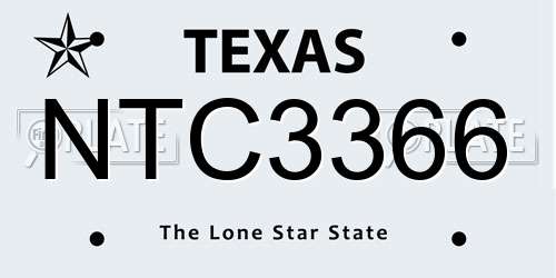 NTC3366 Texas License Plate