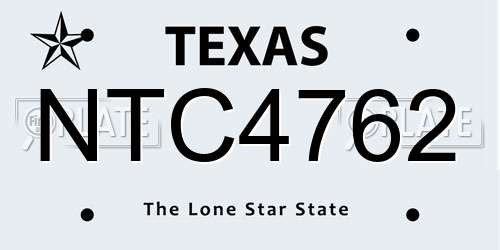 NTC4762 Texas License Plate