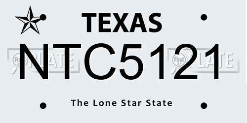 NTC5121 Texas License Plate