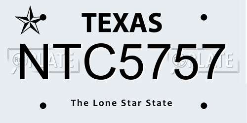 NTC5757 Texas License Plate