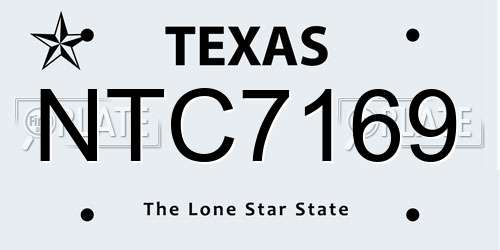 NTC7169 Texas License Plate