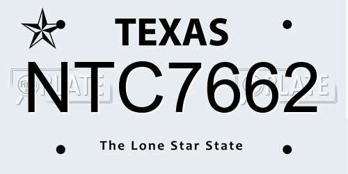 NTC7662 Texas License Plate