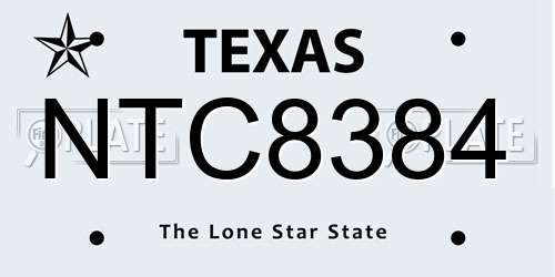 NTC8384 Texas License Plate