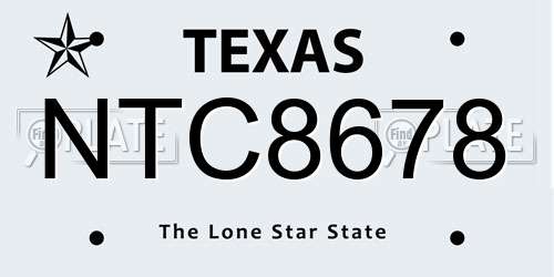 NTC8678 Texas License Plate