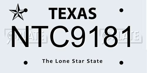NTC9181 Texas License Plate